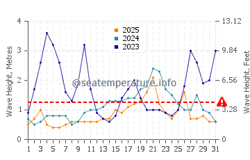 Waves height in Taupo in January
