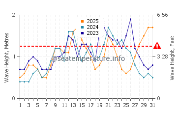 Wellenhöhe in Teneriffa Süd im Januar