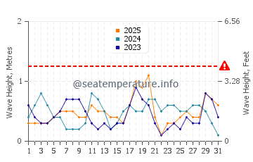 Waves height in Tigre in January