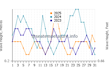 Altezza delle onde Tijucas a gennaio