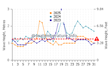 Altezza delle onde Toamasina a gennaio