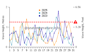 Waves height in Tsukumi in January