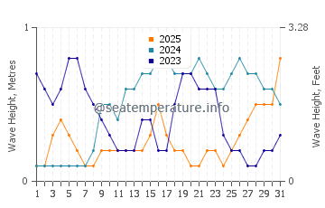 Waves height in Tual in January