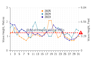 Waves height in Tugun in January