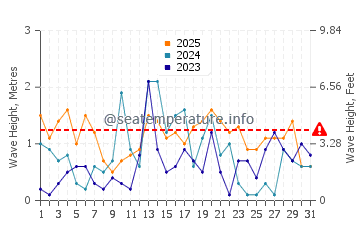 Waves height in Shoreham in January
