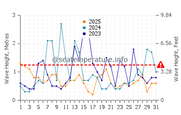 Waves height in New Castle in January