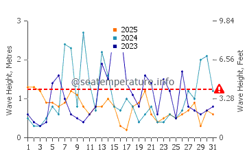 Waves height in Rye in January