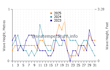 Waves height in Carmelo in January