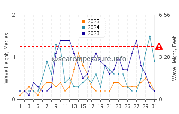 Wellenhöhe in Warna im Januar