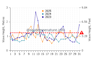 Altezza delle onde Viedma a gennaio