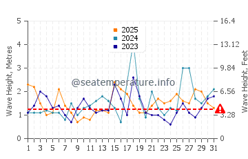 Waves height in Walkerville in January