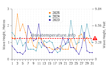 Waves height in Wanganui in January
