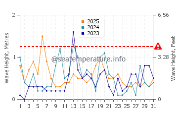 Waves height in Whiting in January