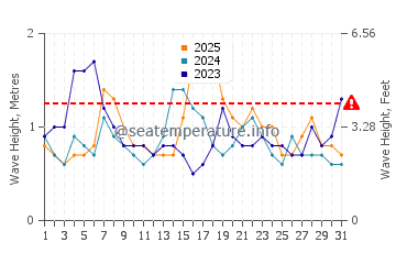 Waves height in Wollongong in January