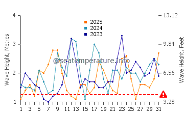 Waves height in Yokohama Beach in January