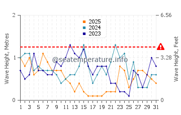 Wellenhöhe in Zoutelande im Januar