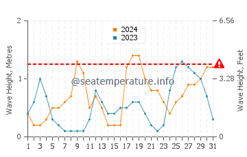 Waves height in Plantation in October