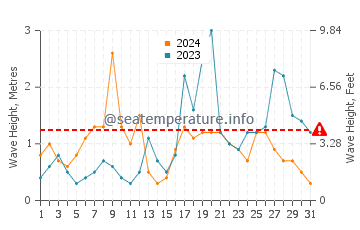 Waves height in Playa de Lapaman in October