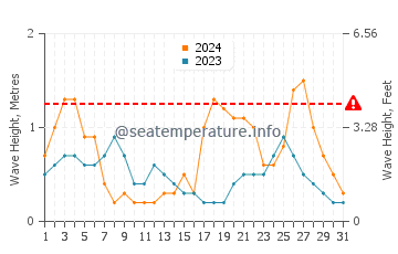 Waves height in Pozo Negro in October