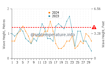 Waves height in Cedar Island in November