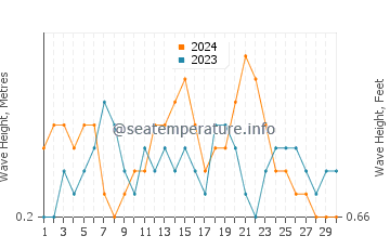 Waves height in Palo Alto in November