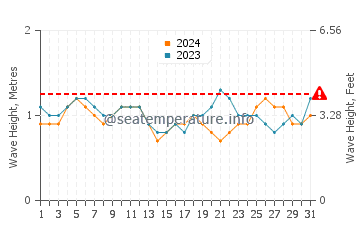 Altura de las olas en Brisas de Zicatela en diciembre