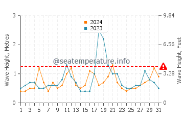 Waves height in Chadwick Beach in December