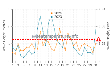 Wellenhöhe in Gangneung im Dezember