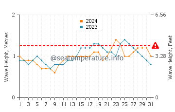 Waves height in Manokwari in December