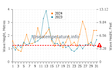 Waves height in Muriwai in December