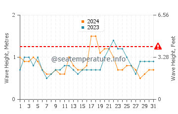 Waves height in Paihia in December