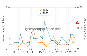 Waves height in Palmetto in December