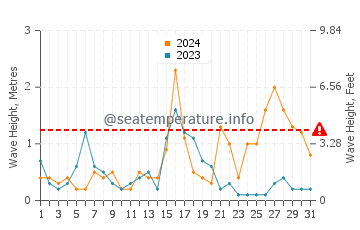 Waves height in Palmones in December