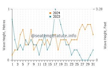 Waves height in Playa el Sombrerico in December