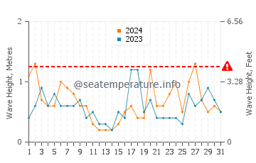 Waves height in Puerto Piramides in December