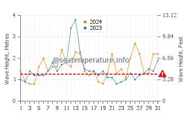 Waves height in Raglan in December