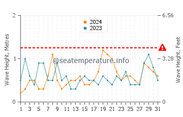 Waves height in Taylors Mistake in December