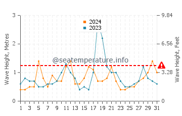 Waves height in Avalon in December