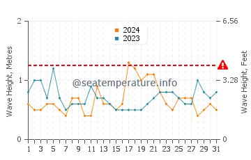 Waves height in Whitianga in December