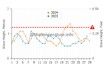 Altura de las olas en Bucerias en febrero