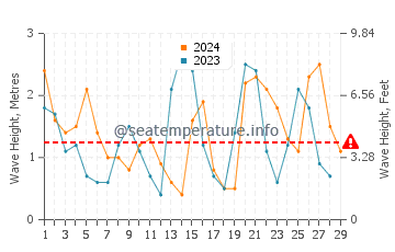 Waves height in Maizuru in February