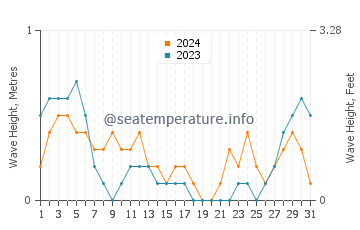Waves height in Casian in May