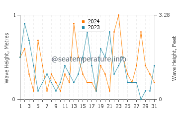 Waves height in Singing Sands in May