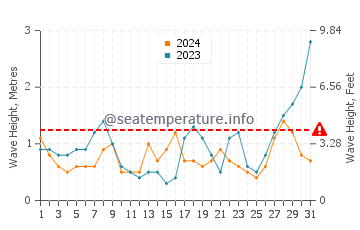 Waves height in Tomigusuku in May