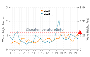 Waves height in Avon-by-the-Sea in June