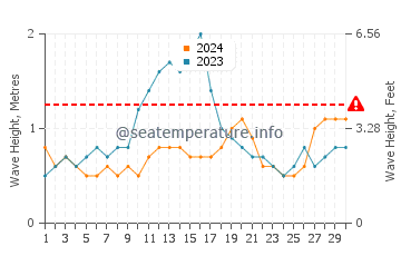 Waves height in Bharuch in June