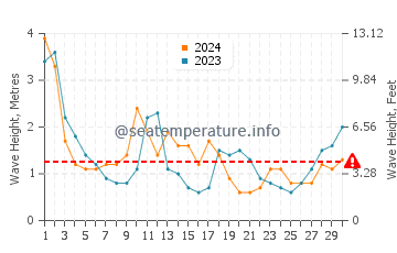 Waves height in Bluff in June