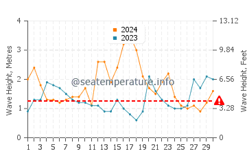 Waves height in Hat Head in June