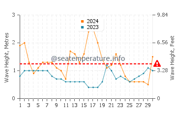 Waves height in Haymarket in June