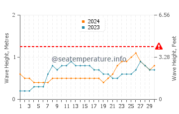 Waves height in Mahe in June